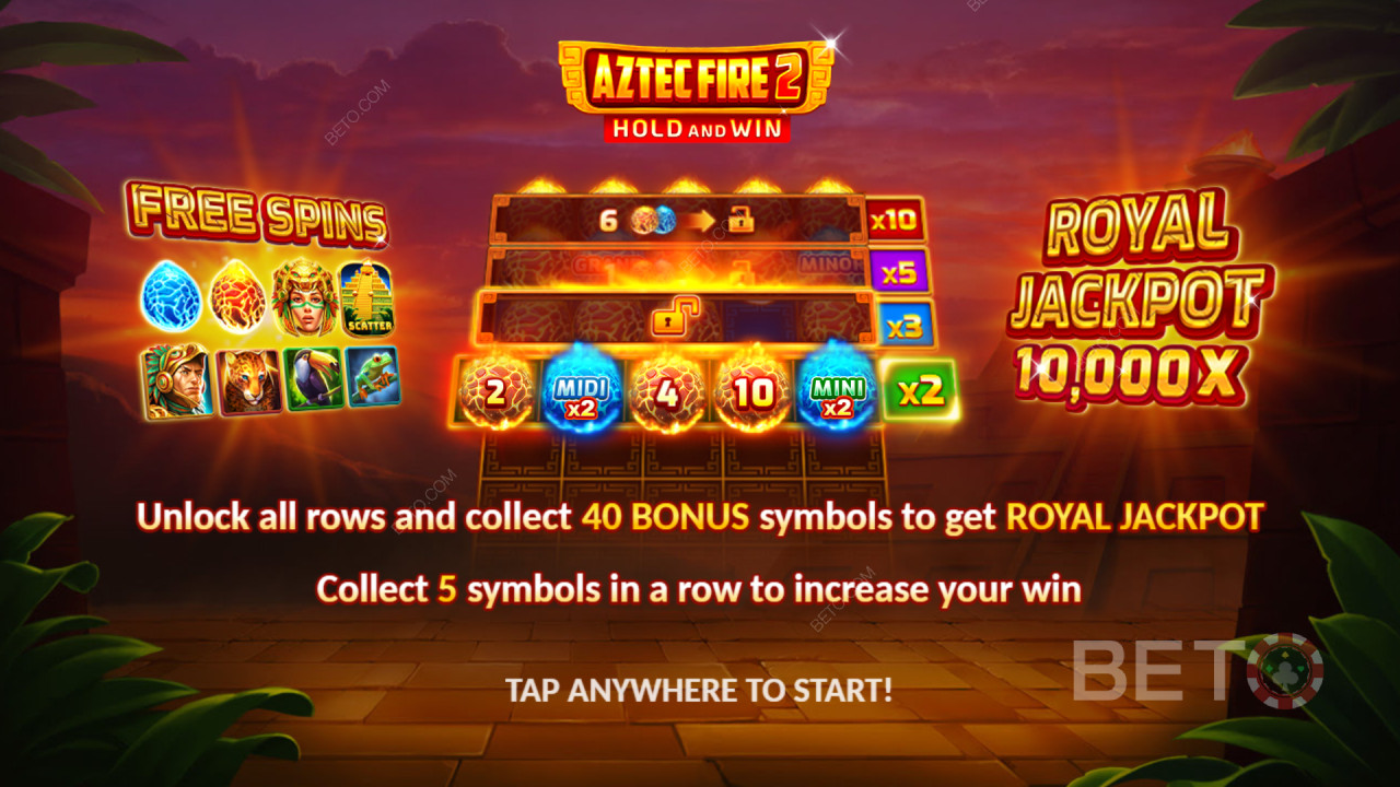 Explicación de las bonificaciones de Aztec Fire 2 de 3 Oaks Gaming