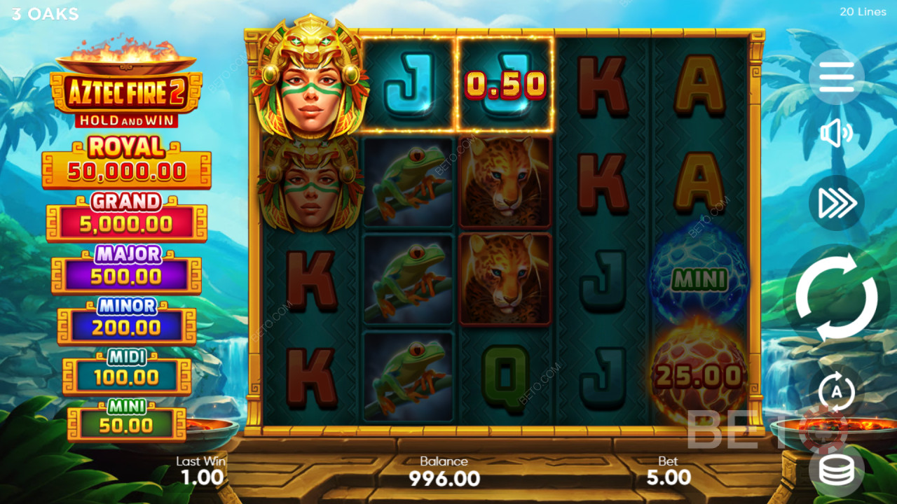 Cómo jugar a Aztec Fire 2 de 3 Oaks Gaming
