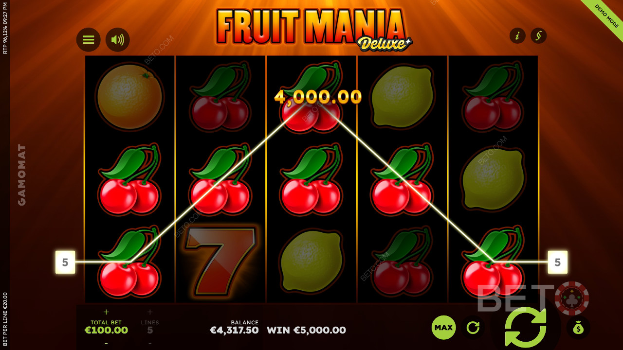 Fruit Mania Deluxe Reseña de BETO Slots