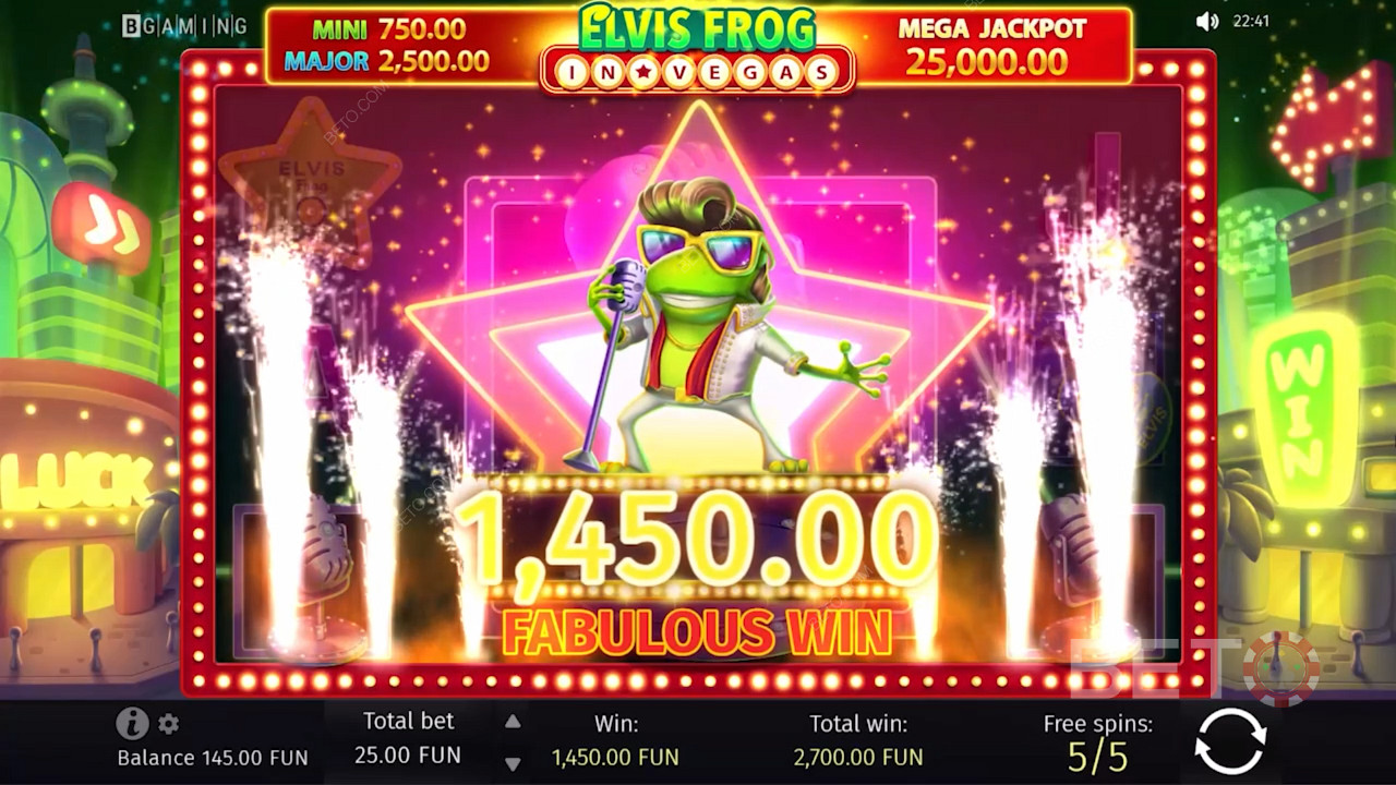 Conviértete en la próxima gran superestrella de Las Vegas en la nueva tragaperras de casino Elvis Frog.