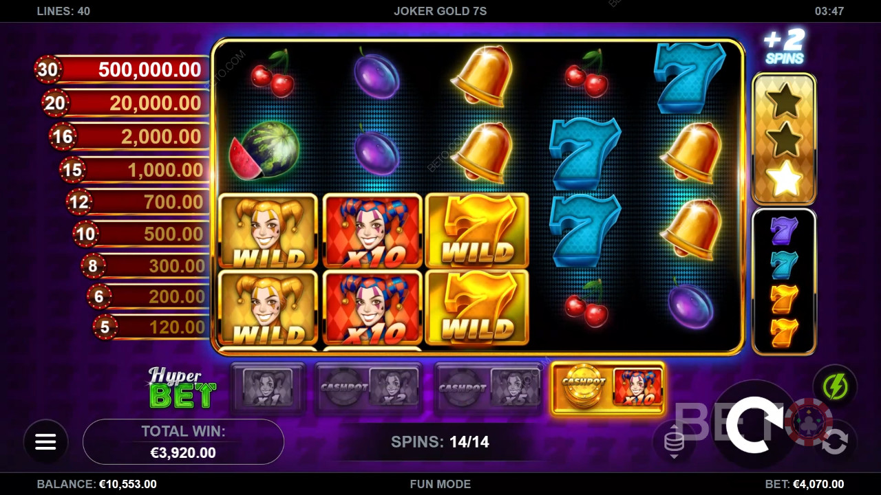 ¡Gana 50.000x tu apuesta en la tragaperras Joker Gold 7s!