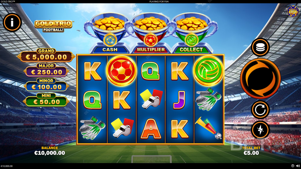 Gana 1.000x tu apuesta en el Trío de Oro: ¡Fútbol! ¡Video Tragaperras!