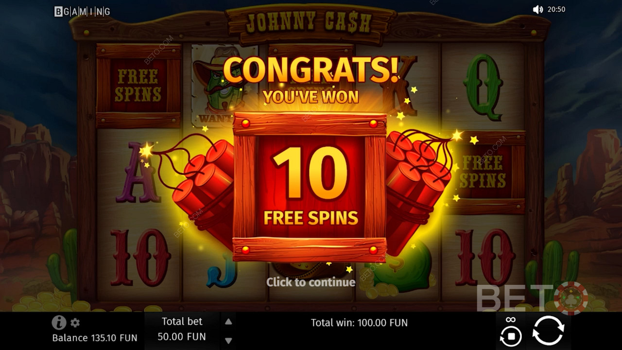 Ganar tiradas gratis en Johnny Cash