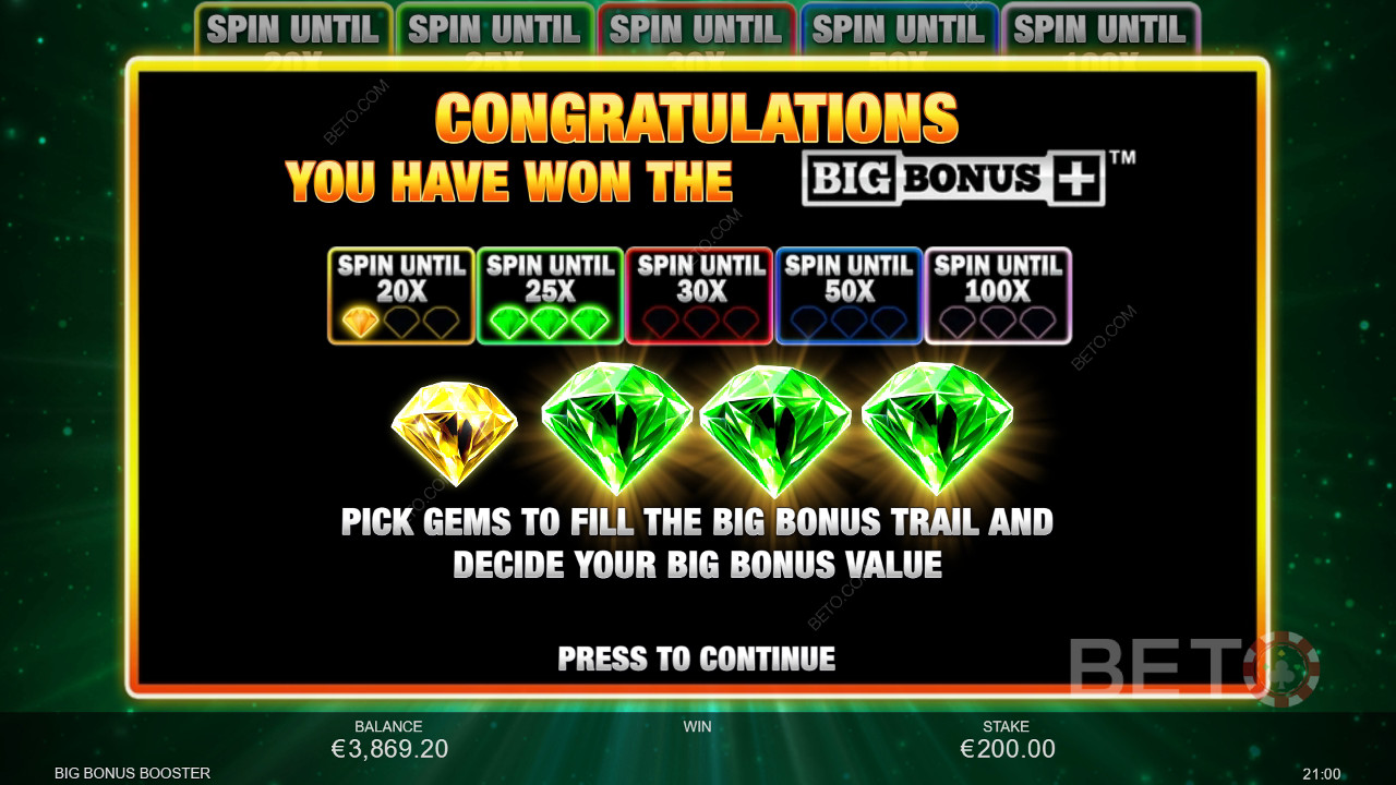Funciones de bonificación explicadas en Big Bonus Booster de Inspired Gaming