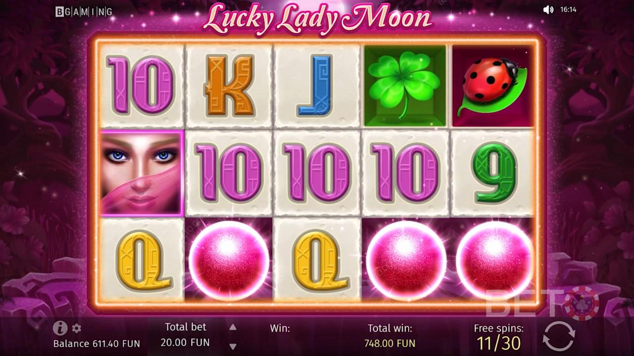 La tragaperras Lucky Lady Moon es sencilla y fácil de entender para la mayoría de los principiantes