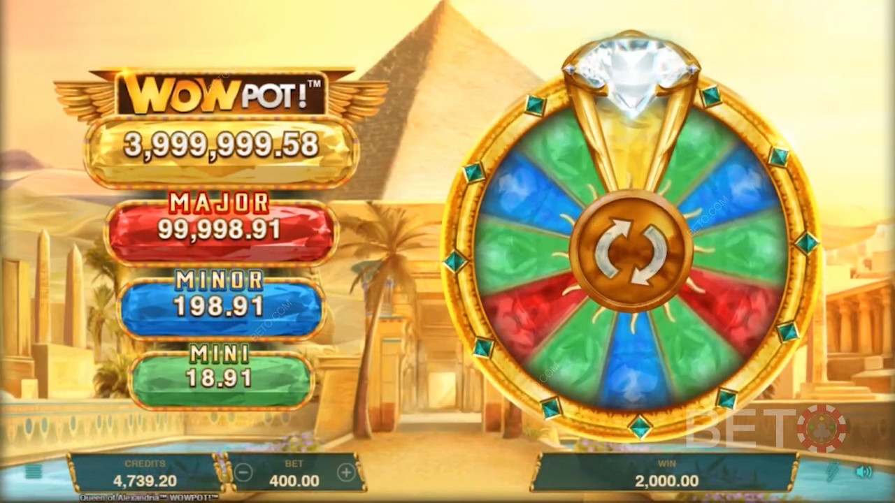 Gira tu suerte en la rueda del Jackpot, para tener una oportunidad de ganar el Jackpot de WowPot