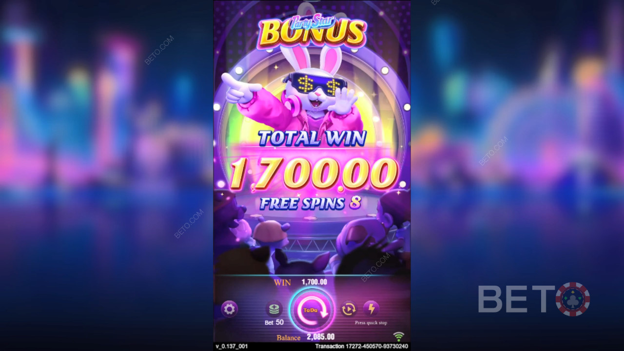 Explicación de las bonificaciones en Party Star de TaDa Gaming