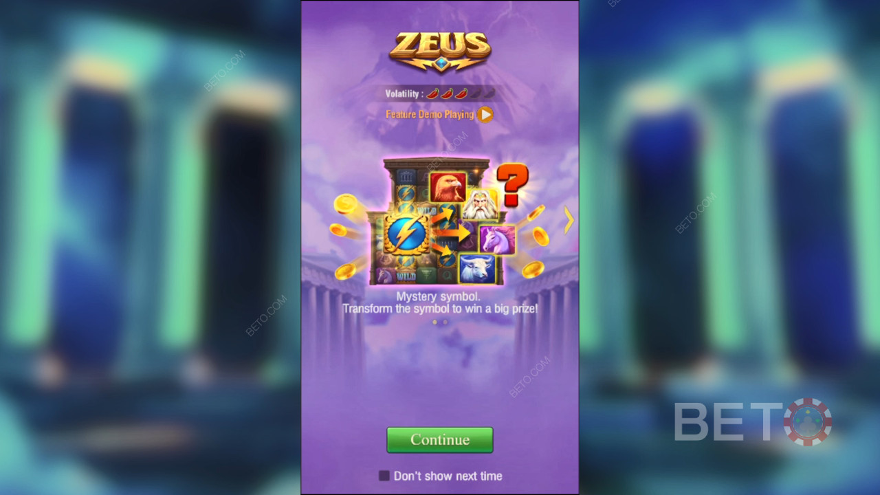 Explicación de las funciones de bonificación en Zeus de TaDa Gaming