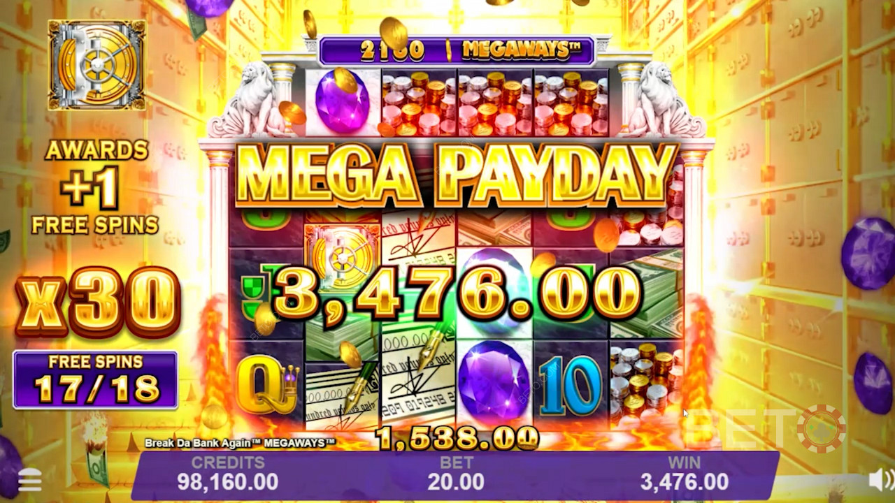 El muy generoso Mega Payday en Break Da Bank Again Megaways