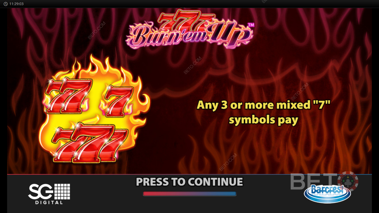 ¡Gana 5.000 veces tu apuesta en la tragaperras online 777 Burn
