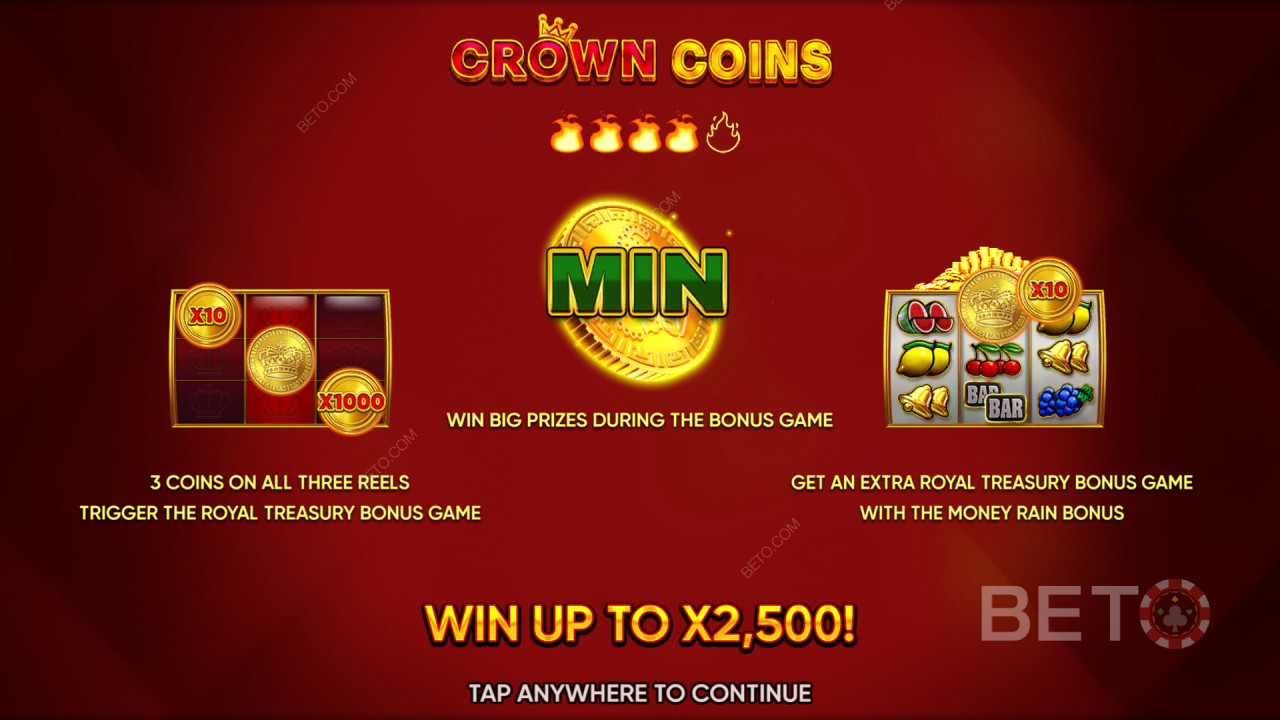 Explicación de las bonificaciones en Crown Coins de Endorphina