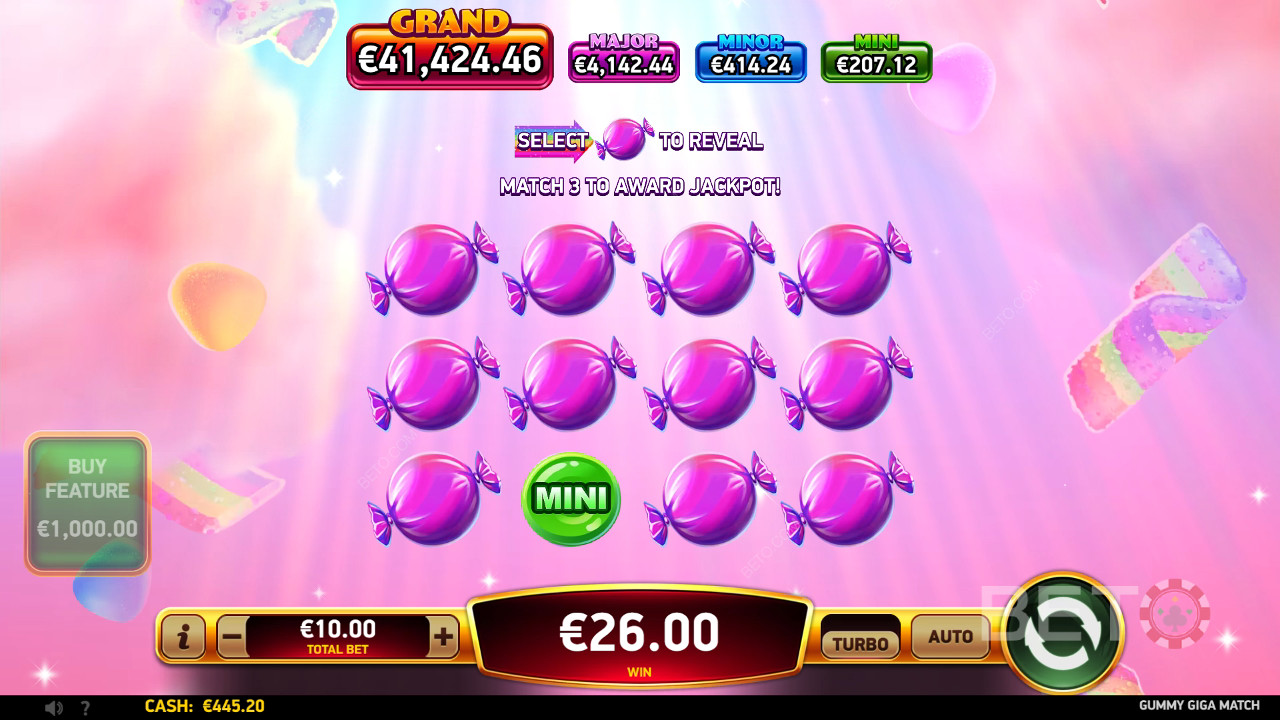 Explicación de las funciones de bonificación en Gummy Giga Match de RubyPlay
