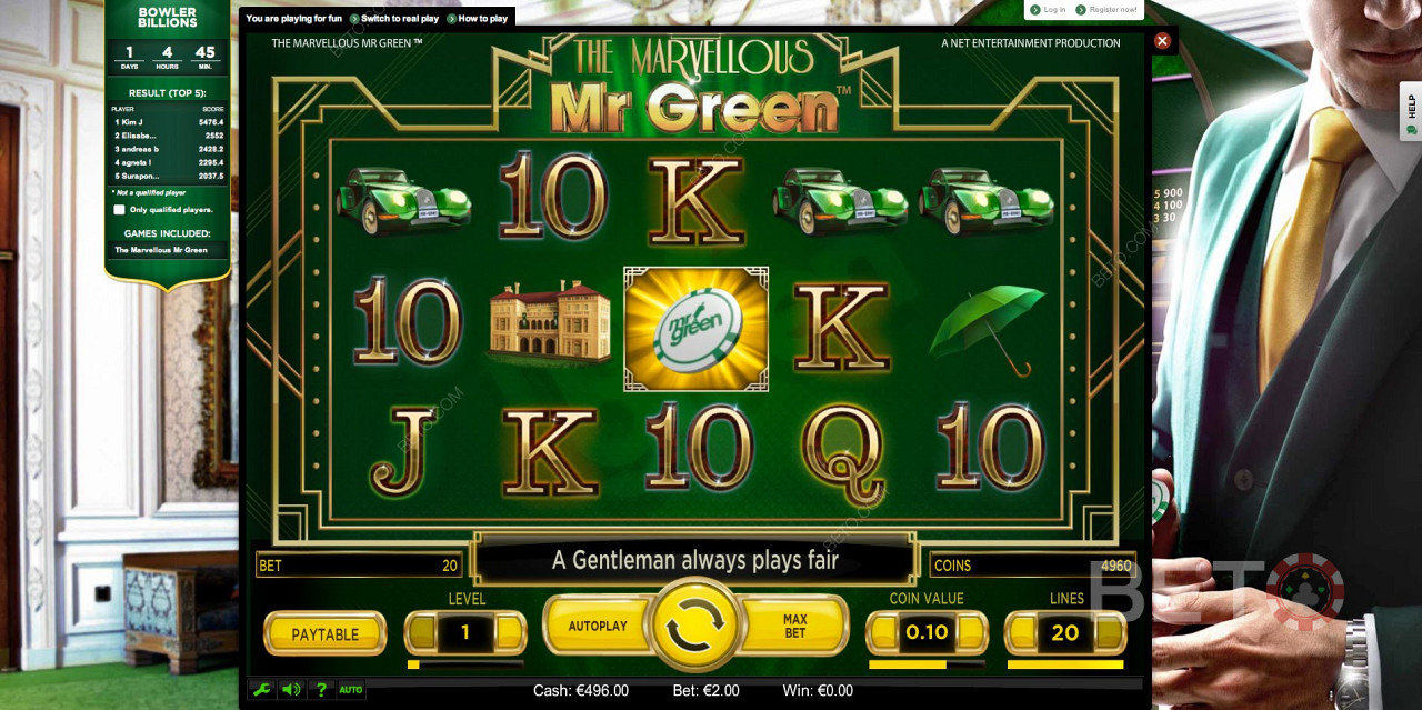 El mejor lugar para jugar a las tragaperras en línea es el sitio de juegos de Mr Green.