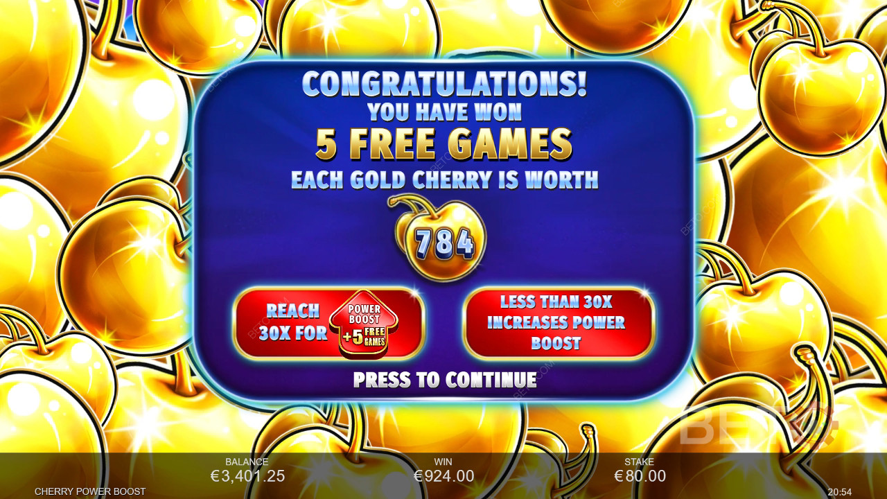 ¡Gana 2.500 veces tu apuesta en la tragaperras online Cherry Power Boost!