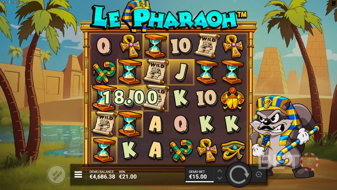 Explicación de las funciones adicionales en Le Pharaoh de Hacksaw Gaming