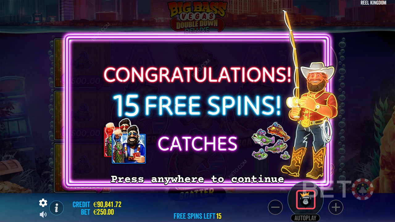 Funciones de bonificación explicadas en Big Bass Vegas Double Down Deluxe de Reel Kingdom