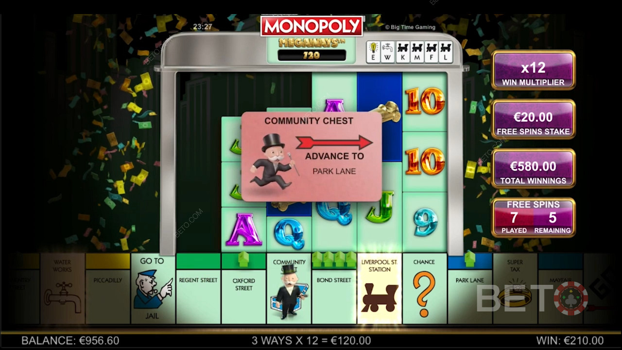 Características adicionales inspiradas en el tema del Monopoly Megaways