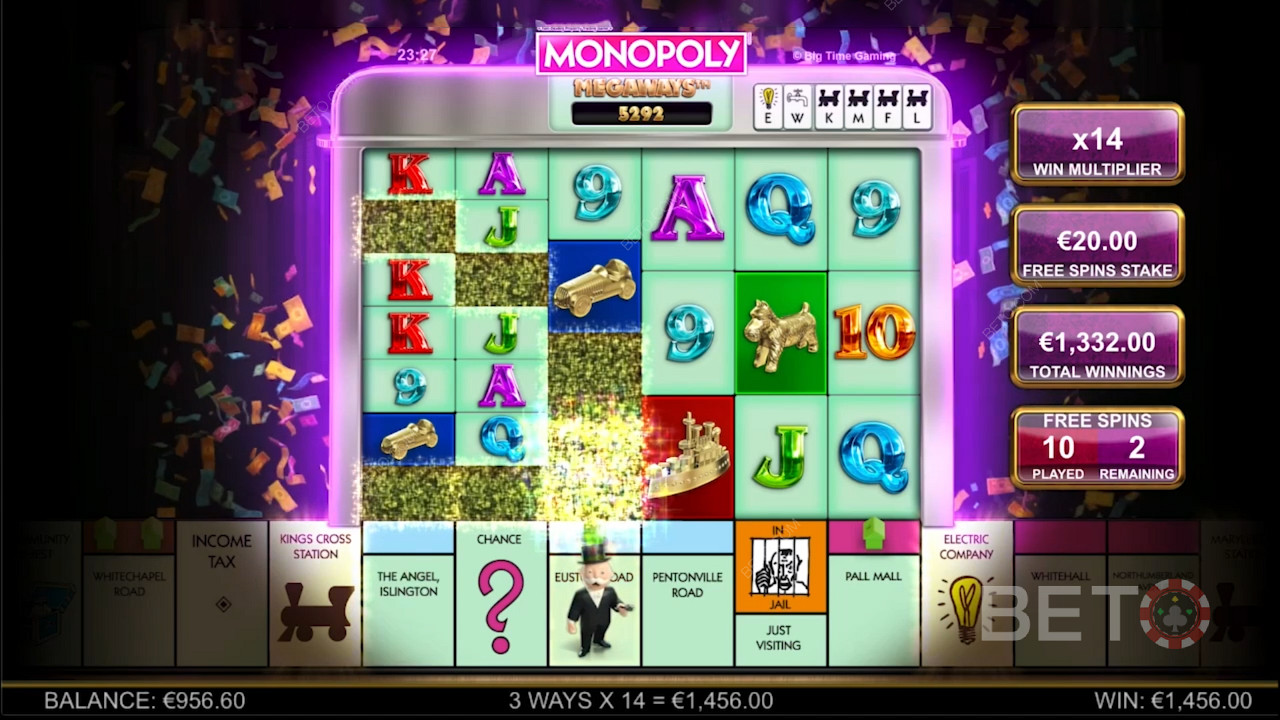 La chispeante jugabilidad de Monopoly Megaways