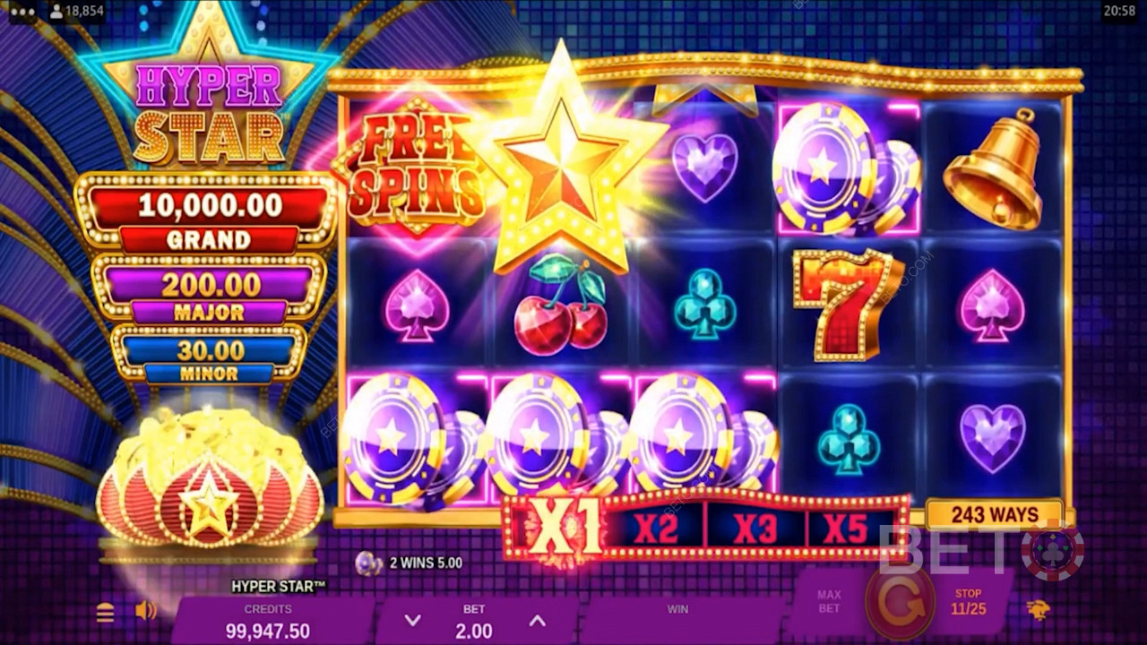 Los 3 premios del Jackpot se muestran en la parte izquierda de la pantalla durante el juego