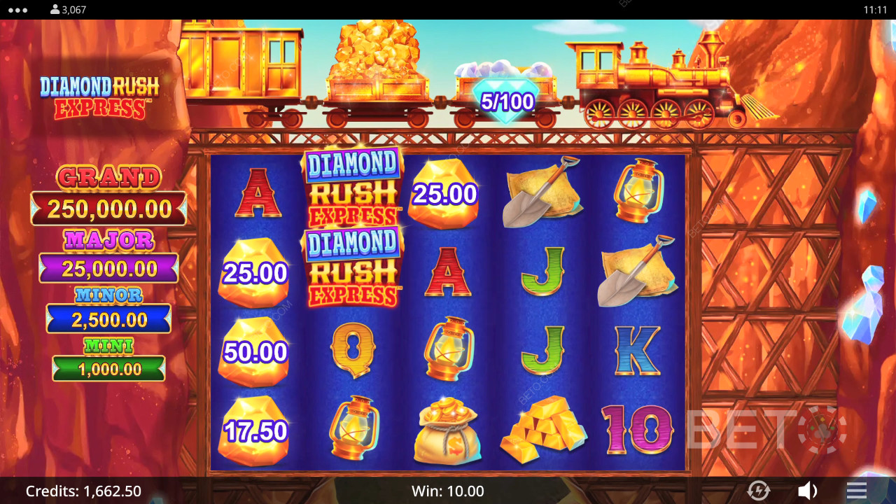 Diamond Rush Express Reseña de BETO Slots
