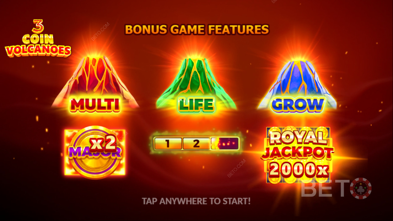 ¡Gana 2.000 veces tu apuesta en la tragaperras 3 Coin Volcanoes Slot Online!