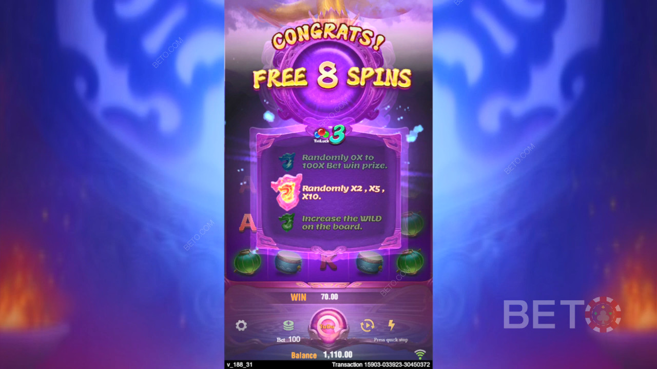 Explicación de las bonificaciones en 3 Pot Dragons de TaDa Gaming