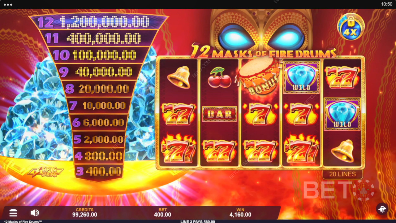 12 Masks of Fire Drums Juego Gratis