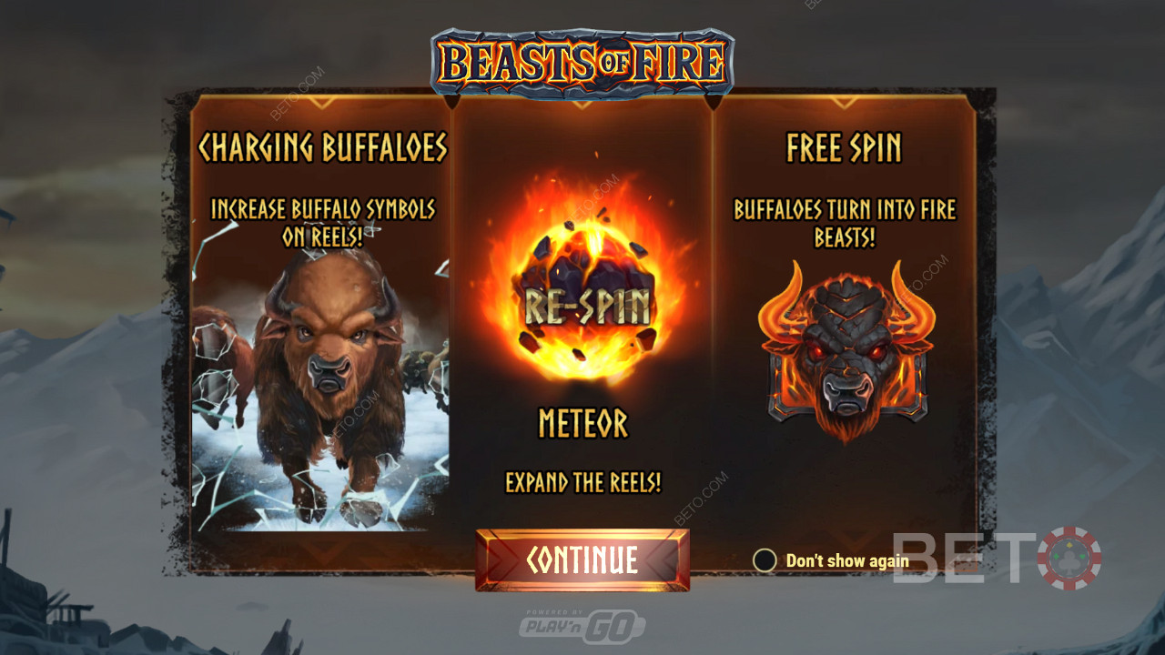 Pantalla de introducción de Beasts of Fire con información sobre el juego