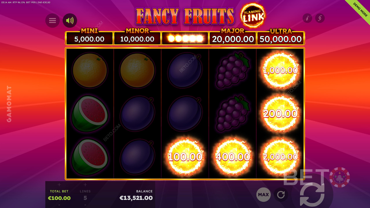 7 Fancy Fruits Flaming Link Reseña de BETO Slots