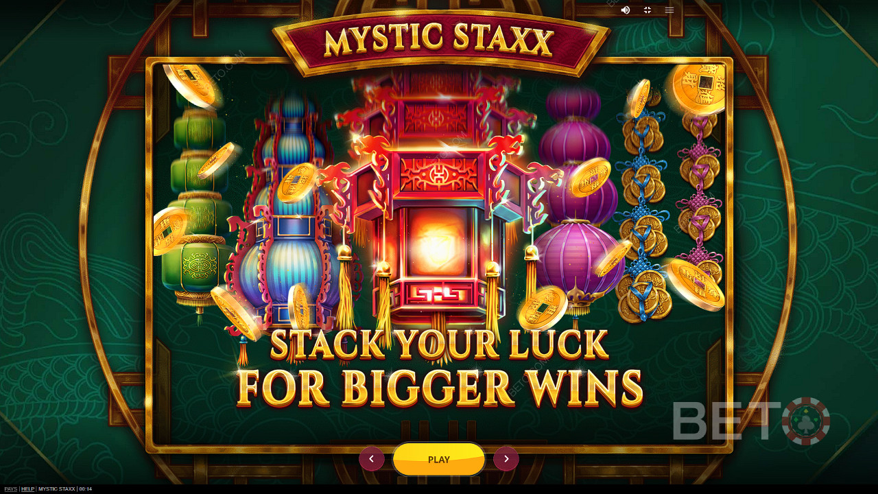 Disfrute de las pilas expansivas y gane hasta 2.000 veces su apuesta en el juego Mystic Staxx.