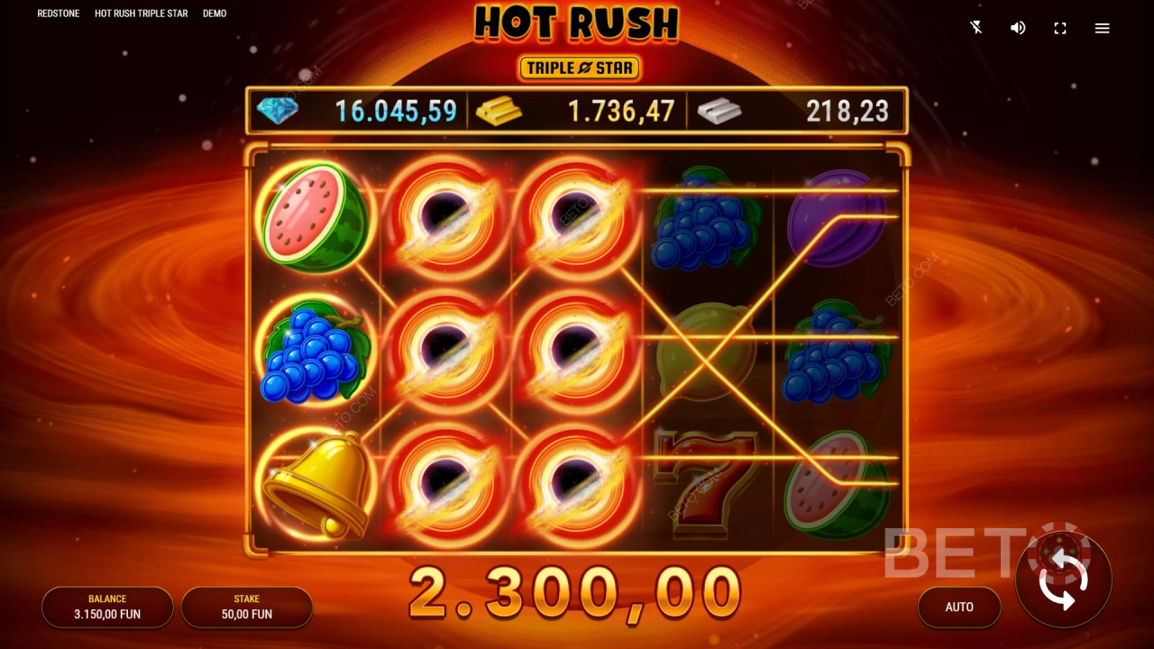 Hot Rush Triple Star Reseña de BETO Slots