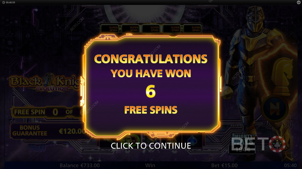 Gana 10.000 veces tu apuesta en la tragamonedas Black Knight Evolution.