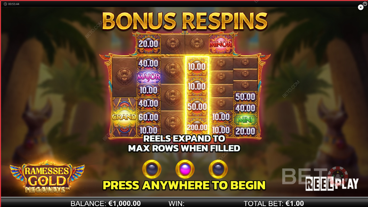 Funciones de bonificación explicadas en Ramesses Gold Megaways por Reel Play