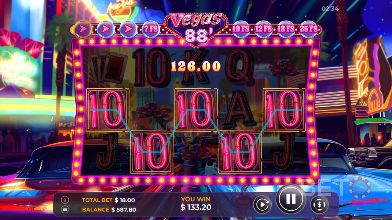 Explicación de las bonificaciones en Vegas 88 de Vibra Gaming