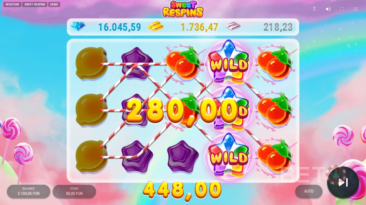 Explicación de las bonificaciones en Sweet Respins de Redstone
