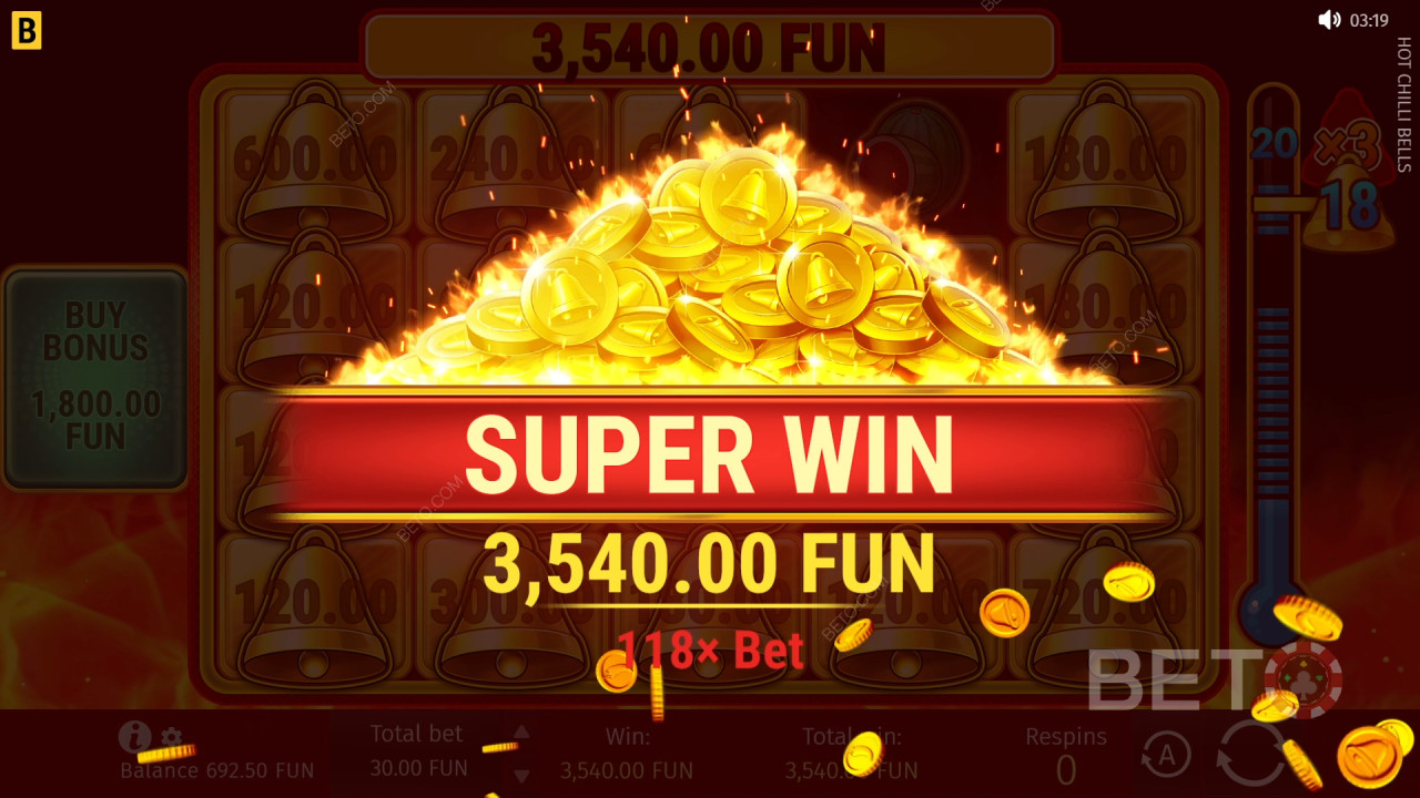 ¡Gana 5.000 veces tu apuesta en la tragaperras Hot Chilli Bells Online!