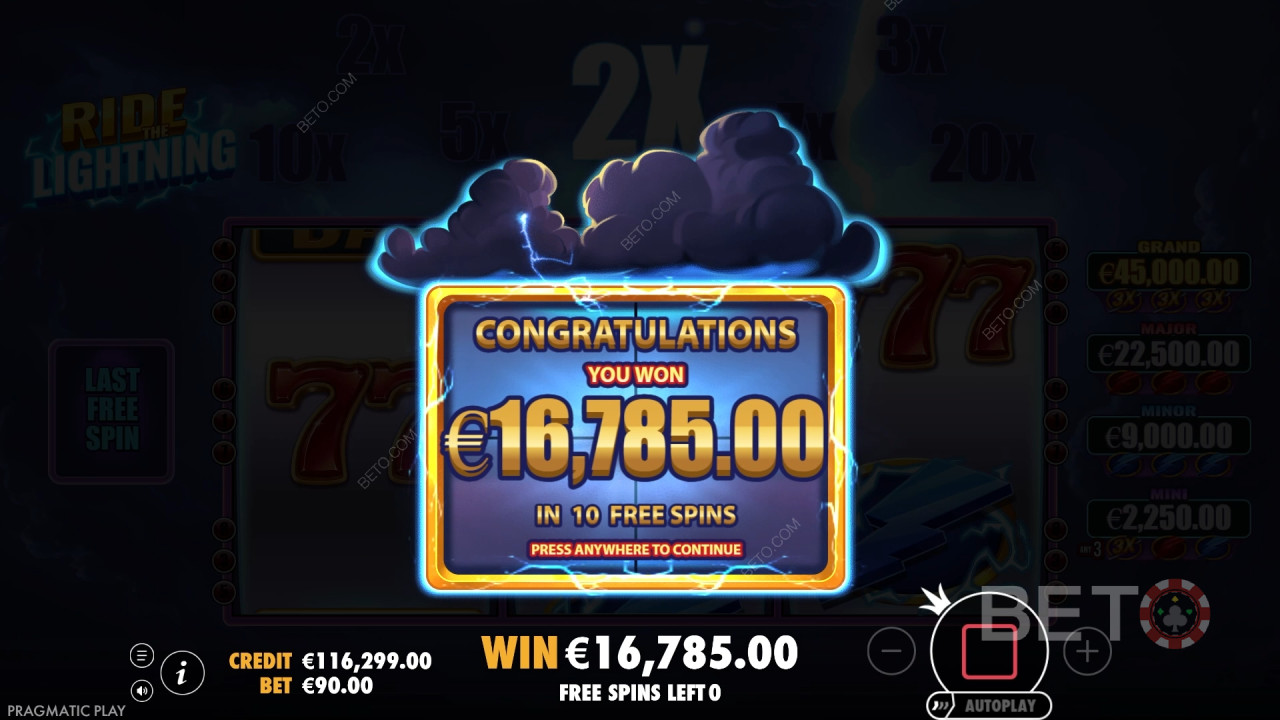 ¡Gana 10.000 veces tu apuesta en la tragaperras online Ride the Lightning!