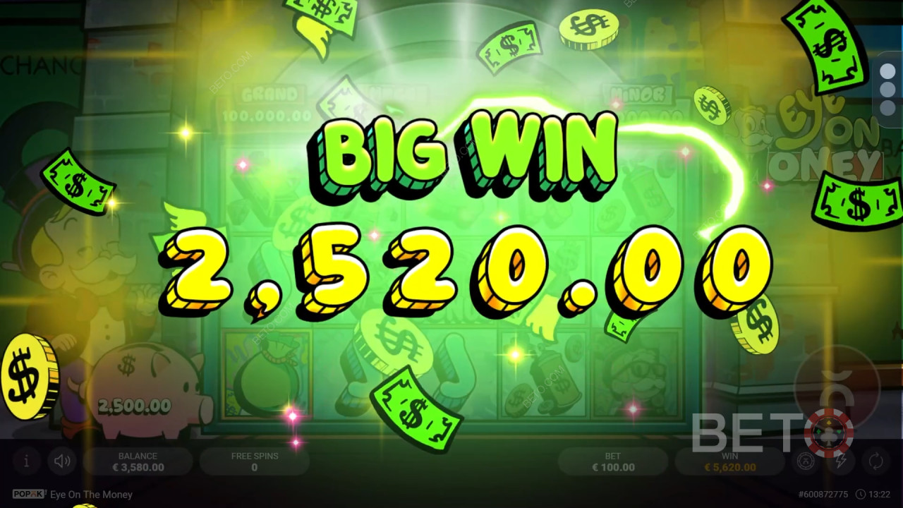 Gana 2.500 veces tu apuesta en la tragaperras Eye on the Money.