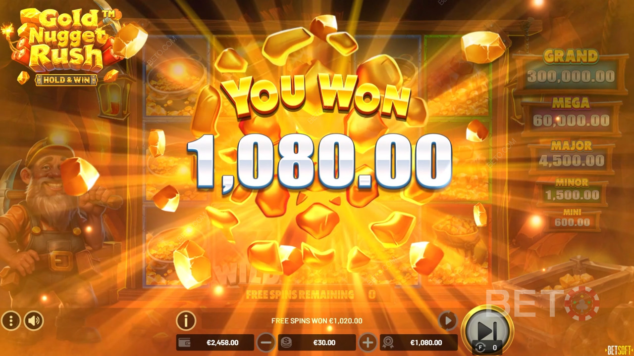 Gold Nugget Rush Reseña de BETO Slots