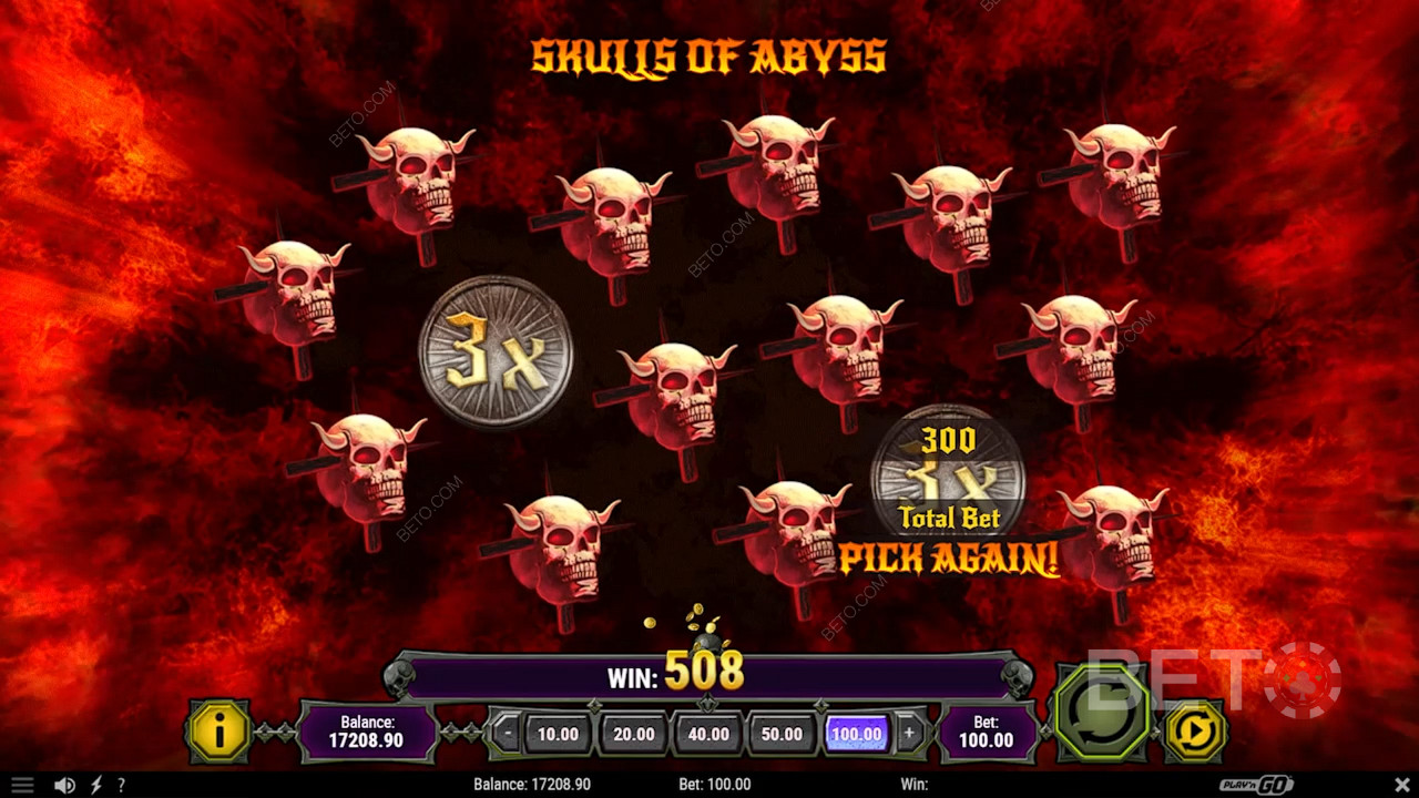 Elige calaveras en el modo Skulls of Abyss para ganar premios en dinero real y multiplicadores de hasta x20.