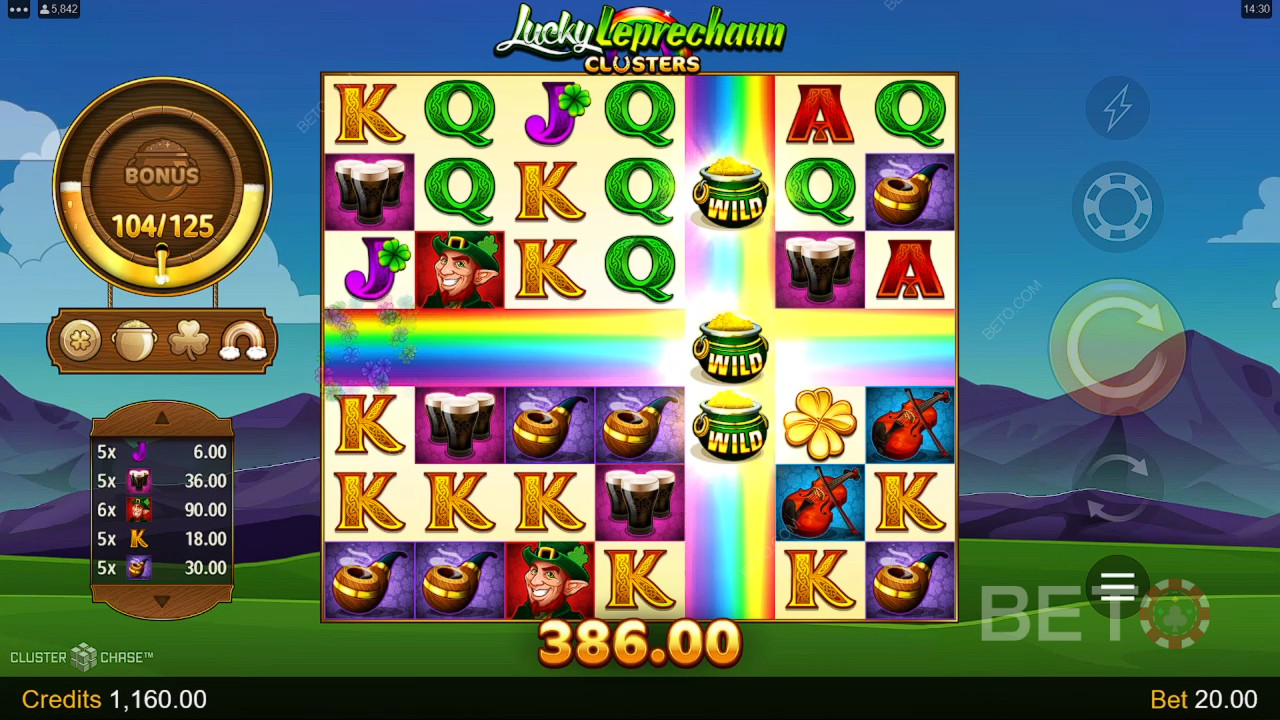 Funciones de bonificación explicadas en Lucky Leprechaun Clusters de Microgaming