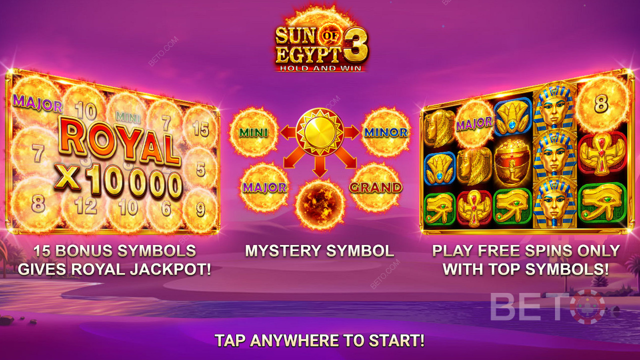 ¡Gana 10.000 veces tu apuesta en la Tragaperras Sol de Egipto 3 Online!