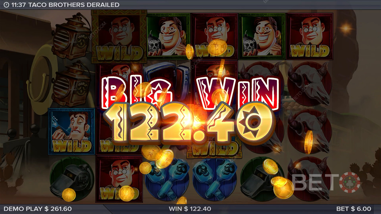 ¡Gana 10.000x tu apuesta en la Video Tragaperras Taco Brothers Derailed!
