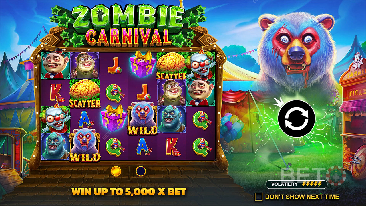 Gana hasta 5.000x de tu apuesta en la tragaperras Zombie Carnival