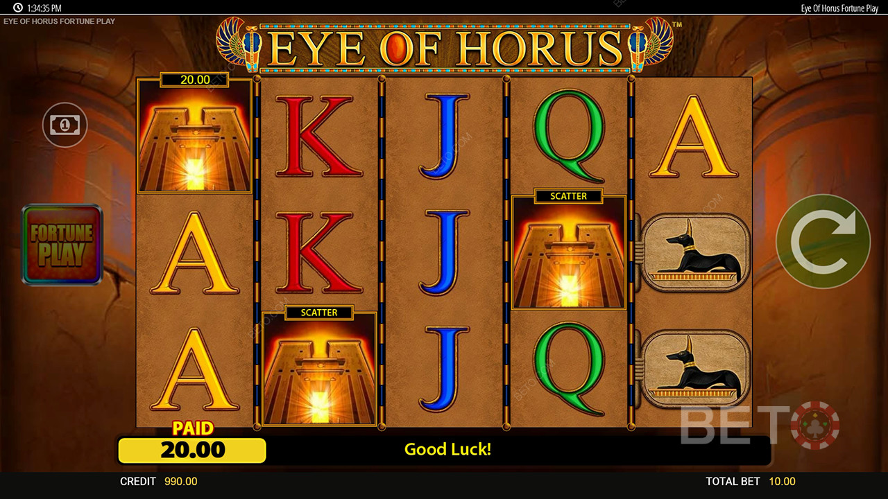 Veredicto para la tragaperras en línea Eye of Horus Fortune Play