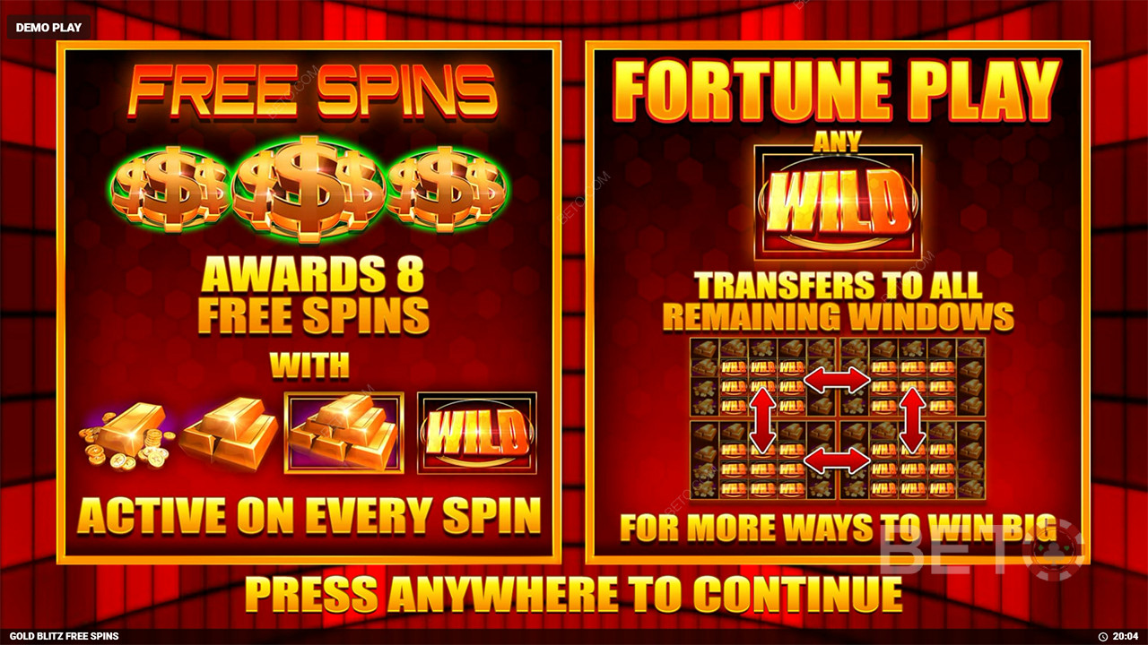 Funciones de bonificación explicadas en Gold Blitz Free Spins de Blueprint