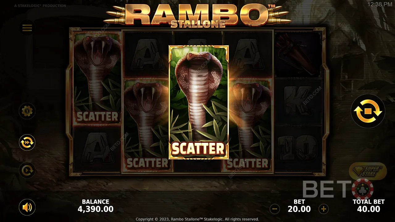Jugabilidad de la video slot Rambo
