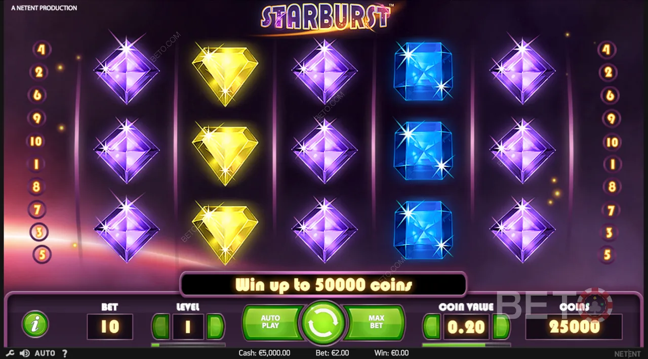 Starburst - Ejemplo de vídeo con una jugabilidad explosiva, giros gratis y ganancias