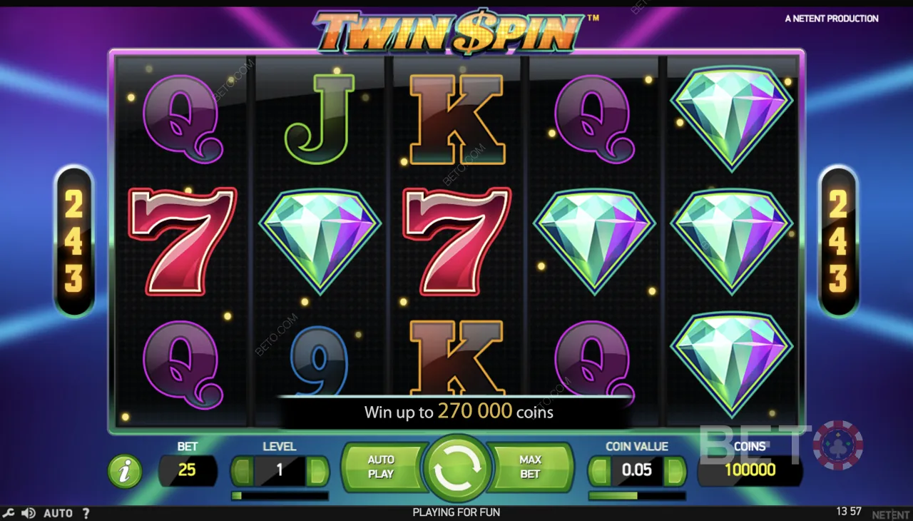 Una muestra de juego de Twin Spin