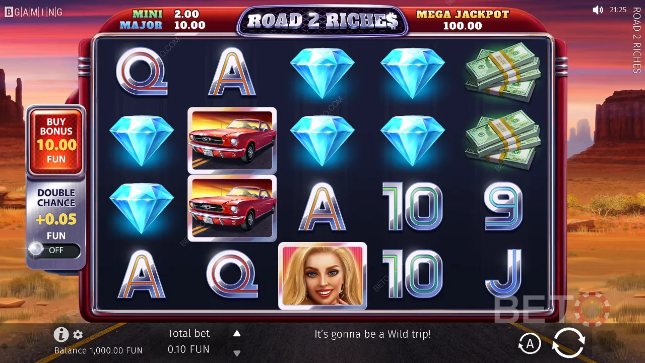 La jugabilidad de "Road 2 Riches" muestra animaciones con temática de carreteras